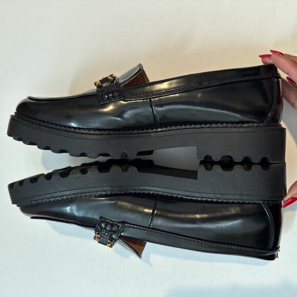 Circus NY by Sam Edelman Deana Loafers Black Patent Gold Chain Size 10 - Picture 8 of 11